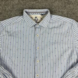 Robert Graham Shirt Mens Size XL Blue White Stripe Long Sleeve Dress Casual